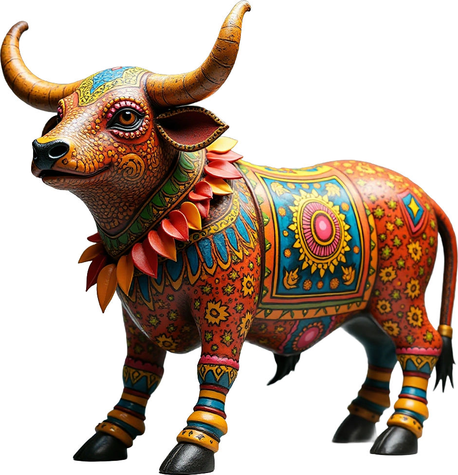 Colorful Bull Sculpture